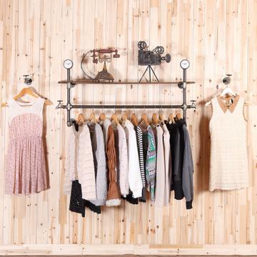 alljoy 紅寶歐式鄉村服裝展示架男女裝衣服架上墻壁掛復古架子做舊